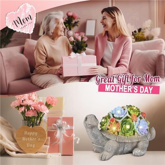 Solar Garden Statues Turtle Figurine Lights for Outside,Yard Decorations Outdoor - Picture 2 of 7